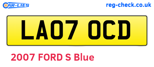 LA07OCD are the vehicle registration plates.