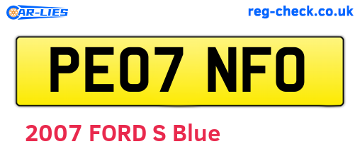 PE07NFO are the vehicle registration plates.
