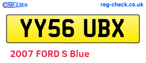 YY56UBX are the vehicle registration plates.