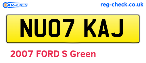 NU07KAJ are the vehicle registration plates.