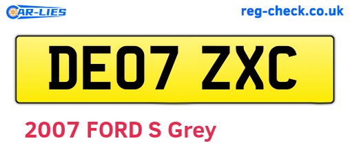 DE07ZXC are the vehicle registration plates.