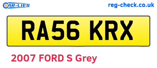 RA56KRX are the vehicle registration plates.