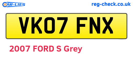 VK07FNX are the vehicle registration plates.