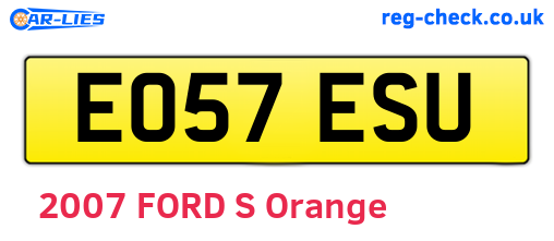EO57ESU are the vehicle registration plates.