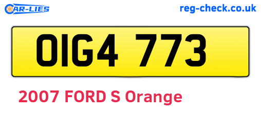 OIG4773 are the vehicle registration plates.