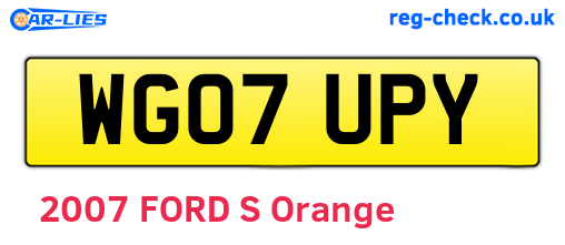 WG07UPY are the vehicle registration plates.