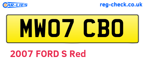 MW07CBO are the vehicle registration plates.
