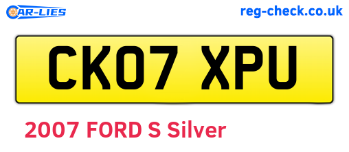 CK07XPU are the vehicle registration plates.
