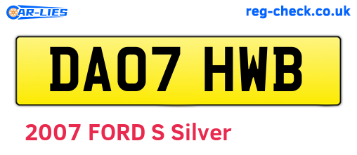 DA07HWB are the vehicle registration plates.