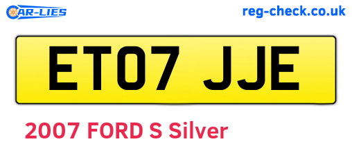 ET07JJE are the vehicle registration plates.