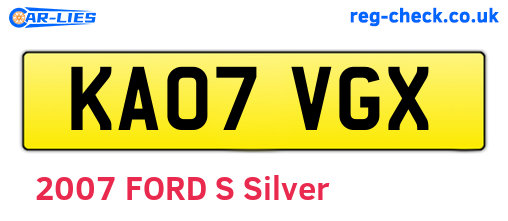 KA07VGX are the vehicle registration plates.
