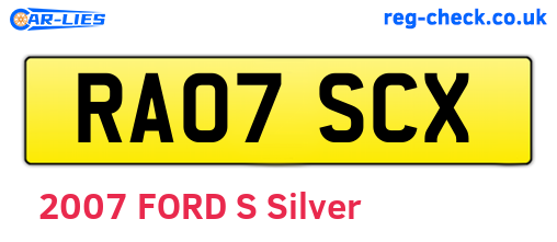 RA07SCX are the vehicle registration plates.