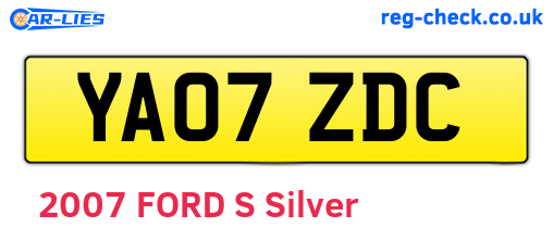 YA07ZDC are the vehicle registration plates.