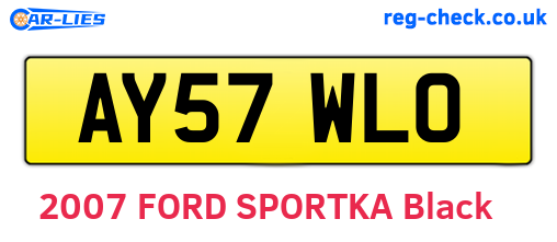 AY57WLO are the vehicle registration plates.