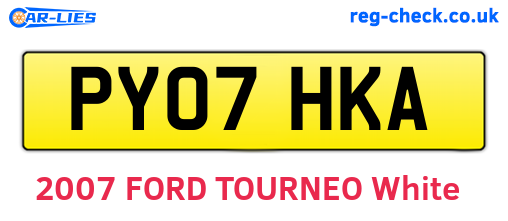 PY07HKA are the vehicle registration plates.