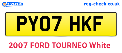 PY07HKF are the vehicle registration plates.