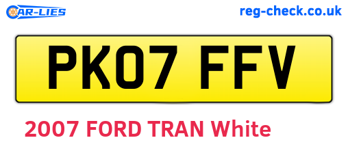 PK07FFV are the vehicle registration plates.