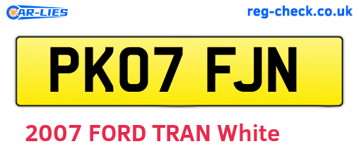 PK07FJN are the vehicle registration plates.