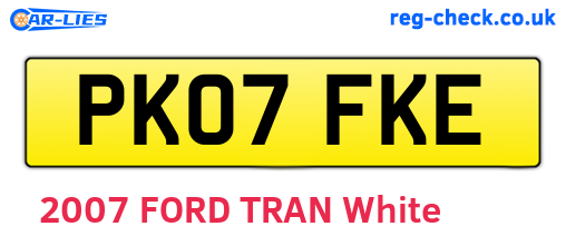 PK07FKE are the vehicle registration plates.