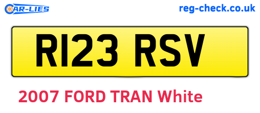 R123RSV are the vehicle registration plates.
