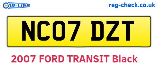 NC07DZT are the vehicle registration plates.
