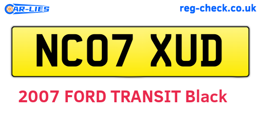 NC07XUD are the vehicle registration plates.