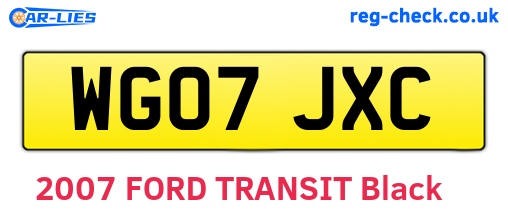 WG07JXC are the vehicle registration plates.