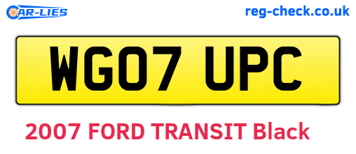 WG07UPC are the vehicle registration plates.