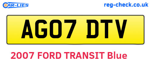 AG07DTV are the vehicle registration plates.