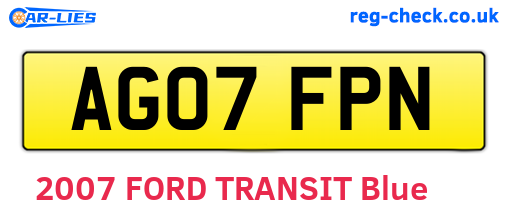 AG07FPN are the vehicle registration plates.