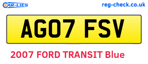 AG07FSV are the vehicle registration plates.