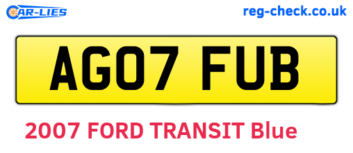 AG07FUB are the vehicle registration plates.