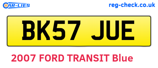 BK57JUE are the vehicle registration plates.