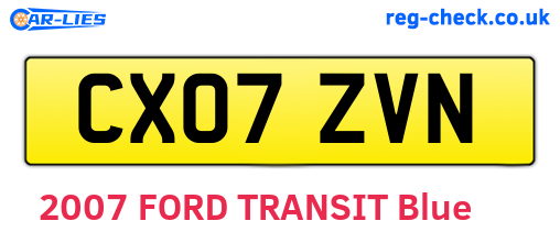 CX07ZVN are the vehicle registration plates.
