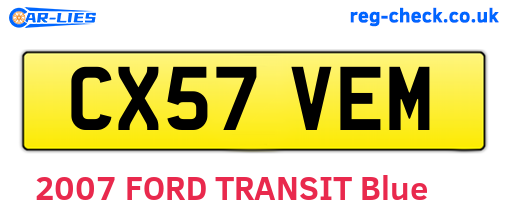 CX57VEM are the vehicle registration plates.