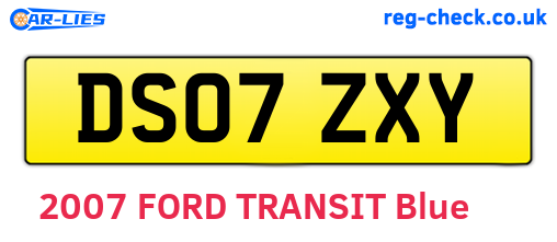 DS07ZXY are the vehicle registration plates.