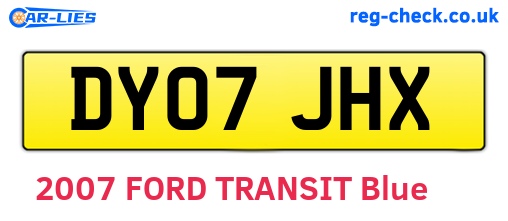 DY07JHX are the vehicle registration plates.