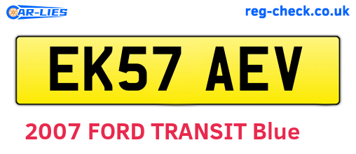 EK57AEV are the vehicle registration plates.