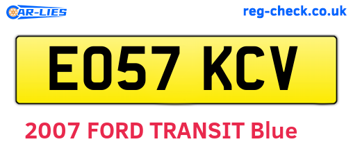 EO57KCV are the vehicle registration plates.