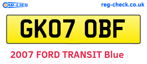 GK07OBF are the vehicle registration plates.
