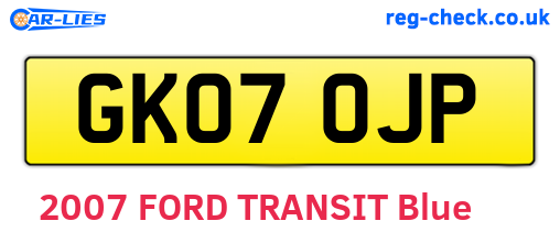 GK07OJP are the vehicle registration plates.