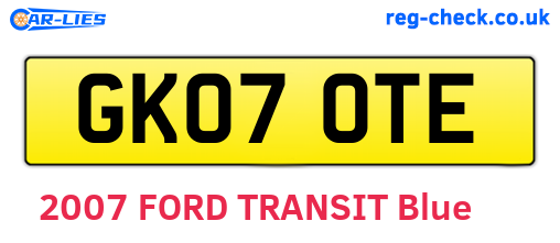 GK07OTE are the vehicle registration plates.