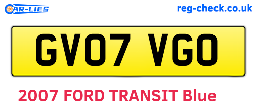 GV07VGO are the vehicle registration plates.