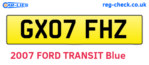 GX07FHZ are the vehicle registration plates.