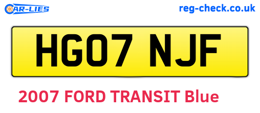 HG07NJF are the vehicle registration plates.