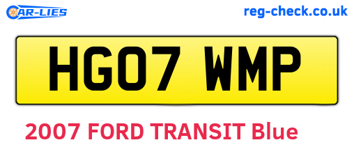 HG07WMP are the vehicle registration plates.