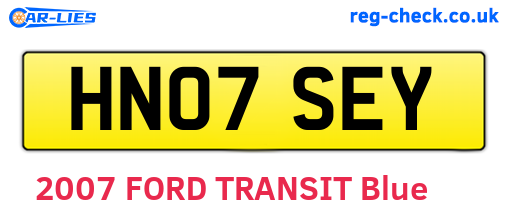 HN07SEY are the vehicle registration plates.