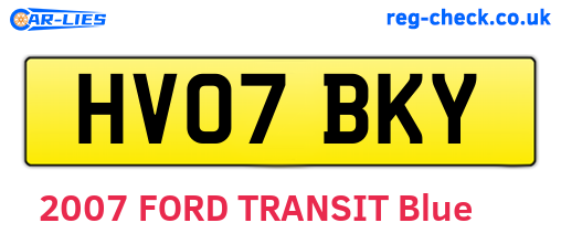 HV07BKY are the vehicle registration plates.