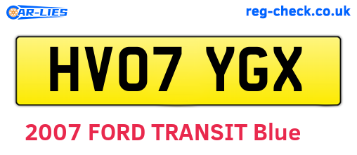HV07YGX are the vehicle registration plates.