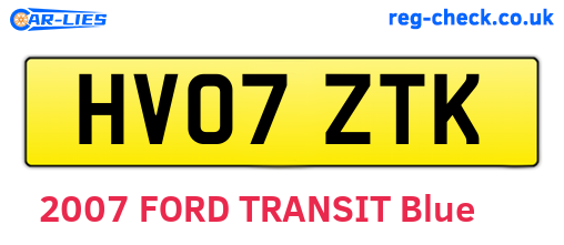 HV07ZTK are the vehicle registration plates.